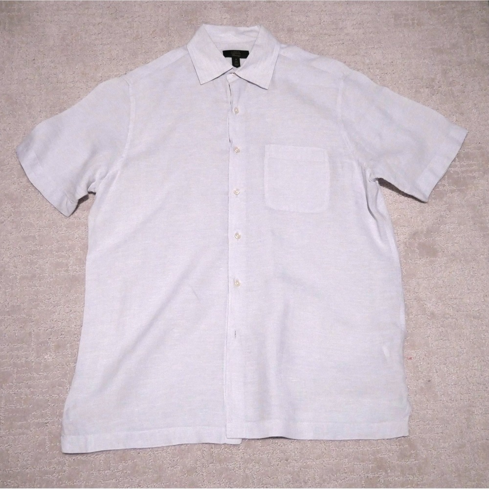 Club‎ Room Luxury Mens 100% Linen Short Sleeve Button Down Shirt Grey Medium